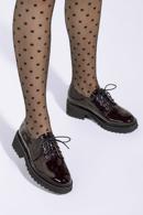 Pantofi de damă din piele lăcuită cu șiret, grena, 95-D-521-3-39, Fotografie 15