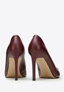 Pantofi din piele cu toc stiletto cu detaliu de cataramă strălucitor, grena, 97-D-517-5-36, Fotografie 4
