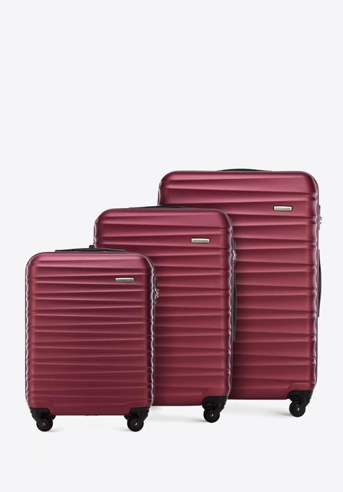 Set valize din ABS, cu dungi orizontale, grena, 56-3A-31S-85, Fotografie 1