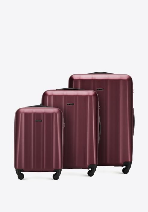 Un set de valize din policarbonat facturat, grena, 56-3P-11S-35, Fotografie 1