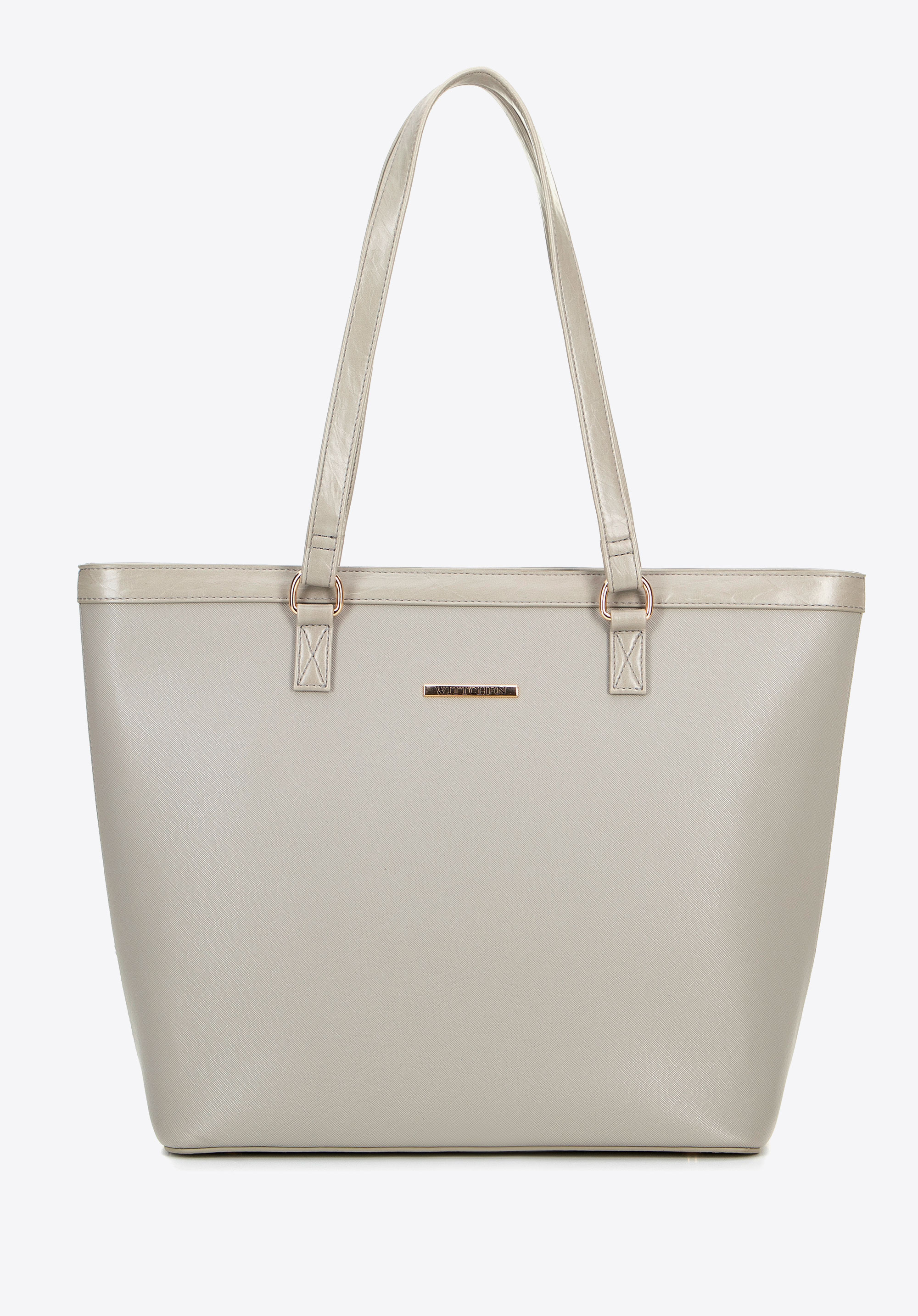 Geantă spaţioasă piele ecologică, gri - auriu, 100-4Y-006-8G, Fotografie 1