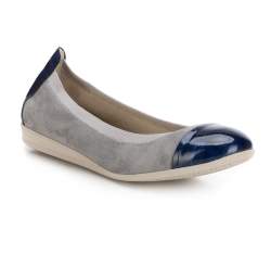 Balerini din piele intoarsa cu coada, gri - bleumarin, 88-D-455-8-37, Fotografie 1