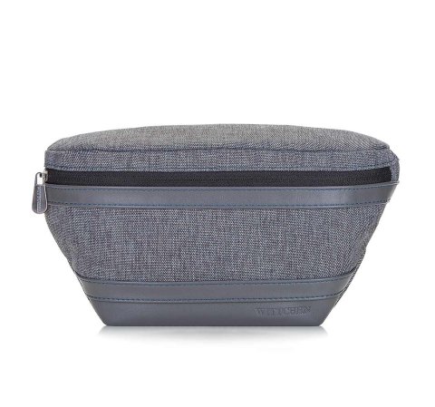 Borsetă bărbătească de talie cu panou din piele ecologică, gri, 92-3P-506-1, Fotografie 1