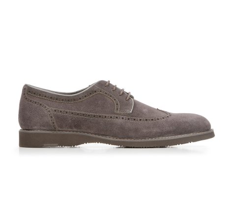 Brogues drepte de piele intoarsa pentru barbati, gri, 92-M-515-7-41, Fotografie 1
