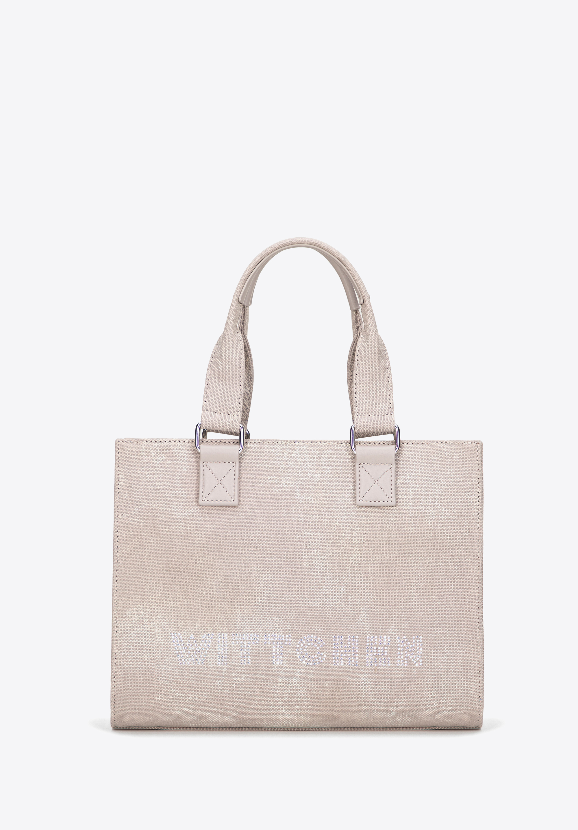 Geantă de damă cu detalii din strasuri, gri deschis, 101-4Y-717-8, Fotografie 1