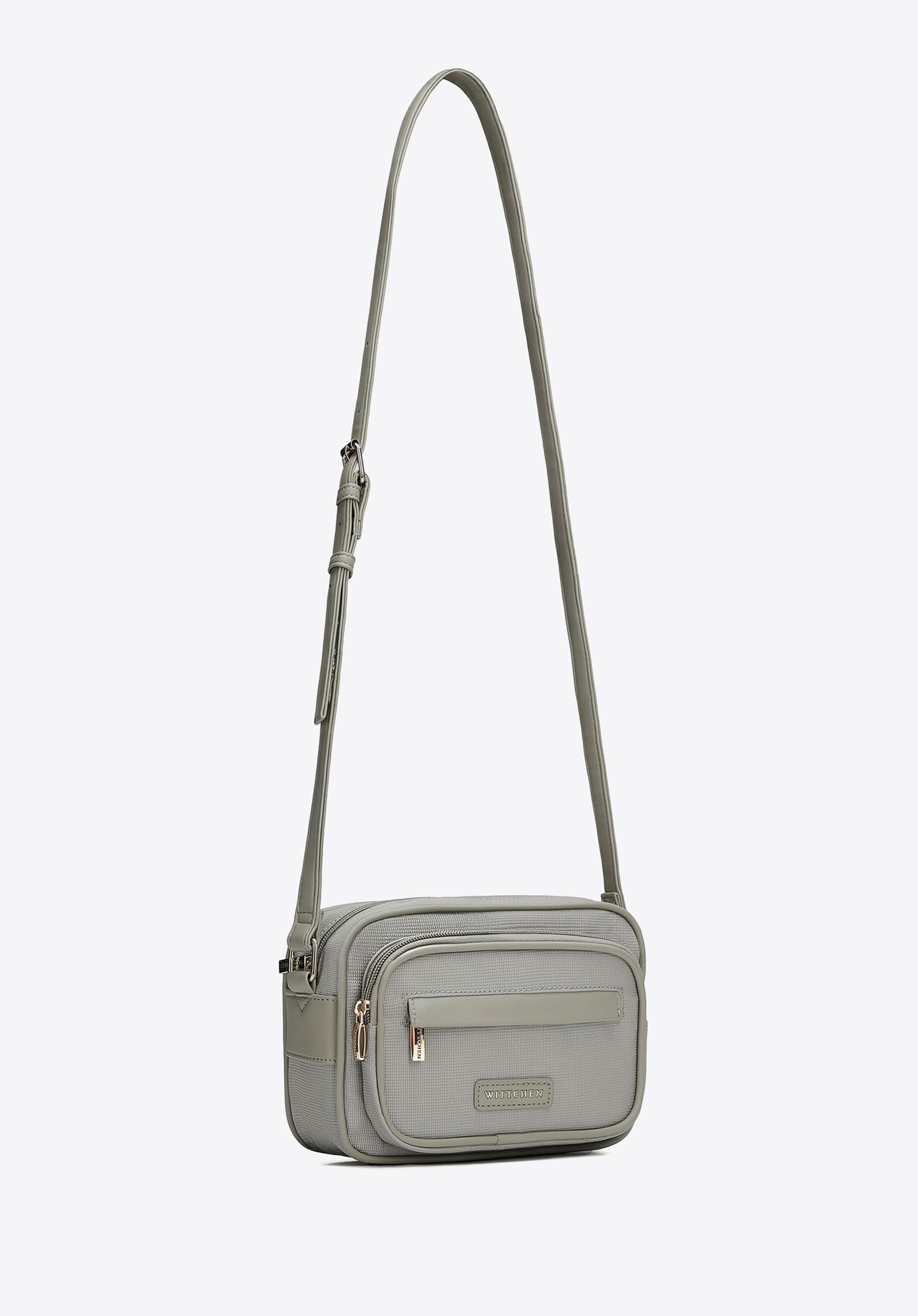 Geantă crossbody pentru femei cu detalii din piele ecologică, gri, 102-4Y-402-8, Fotografie 1