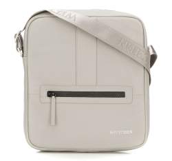 Geantă messenger bărbătească din piele, tighelită, medie, gri, 92-4U-900-8, Fotografie 1