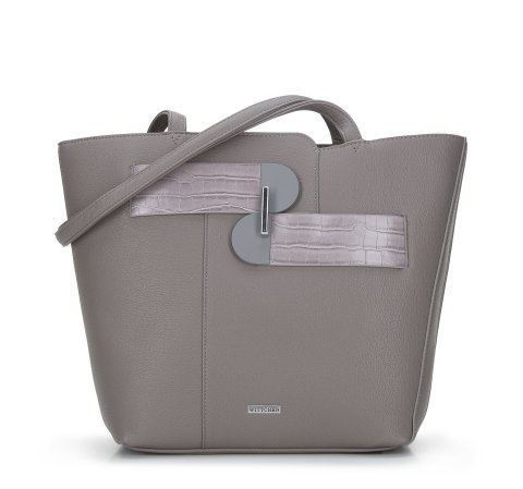 Geantă shopper cu decor în partea frontală, gri, 94-4Y-602-8, Fotografie 1