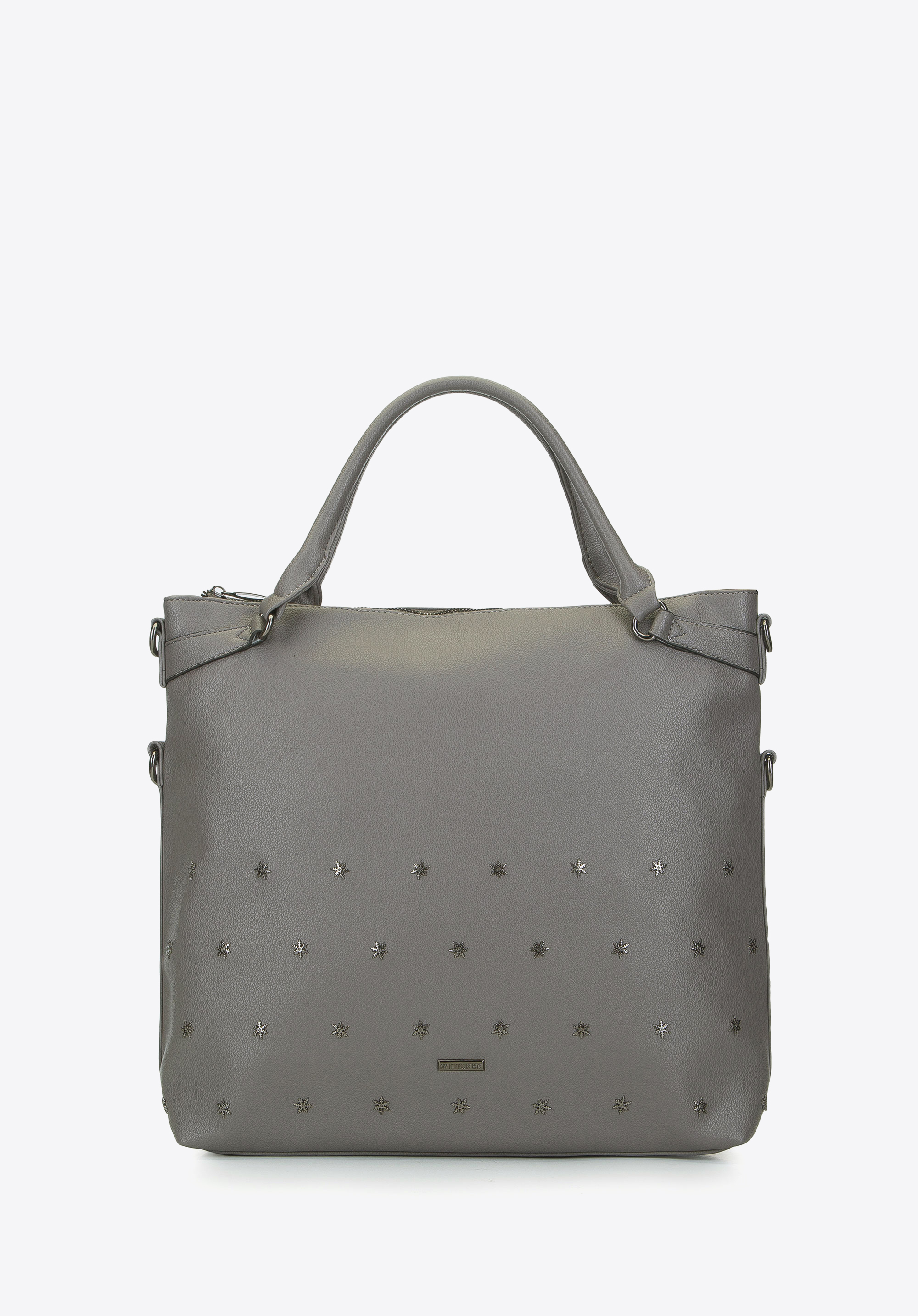 Geantă shopper cu nituri sub formă de fulgi de nea, gri, 93-4Y-608-8, Fotografie 1