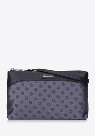 Geantă crossbody cu monogramă și piele jacquard, gri, 93-4-250-8, Fotografie 1