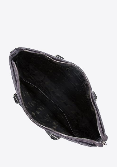 Geantă de damă pentru laptop de 12 inch jacquard cu curele din piele, gri, 95-4-903-9, Fotografie 3