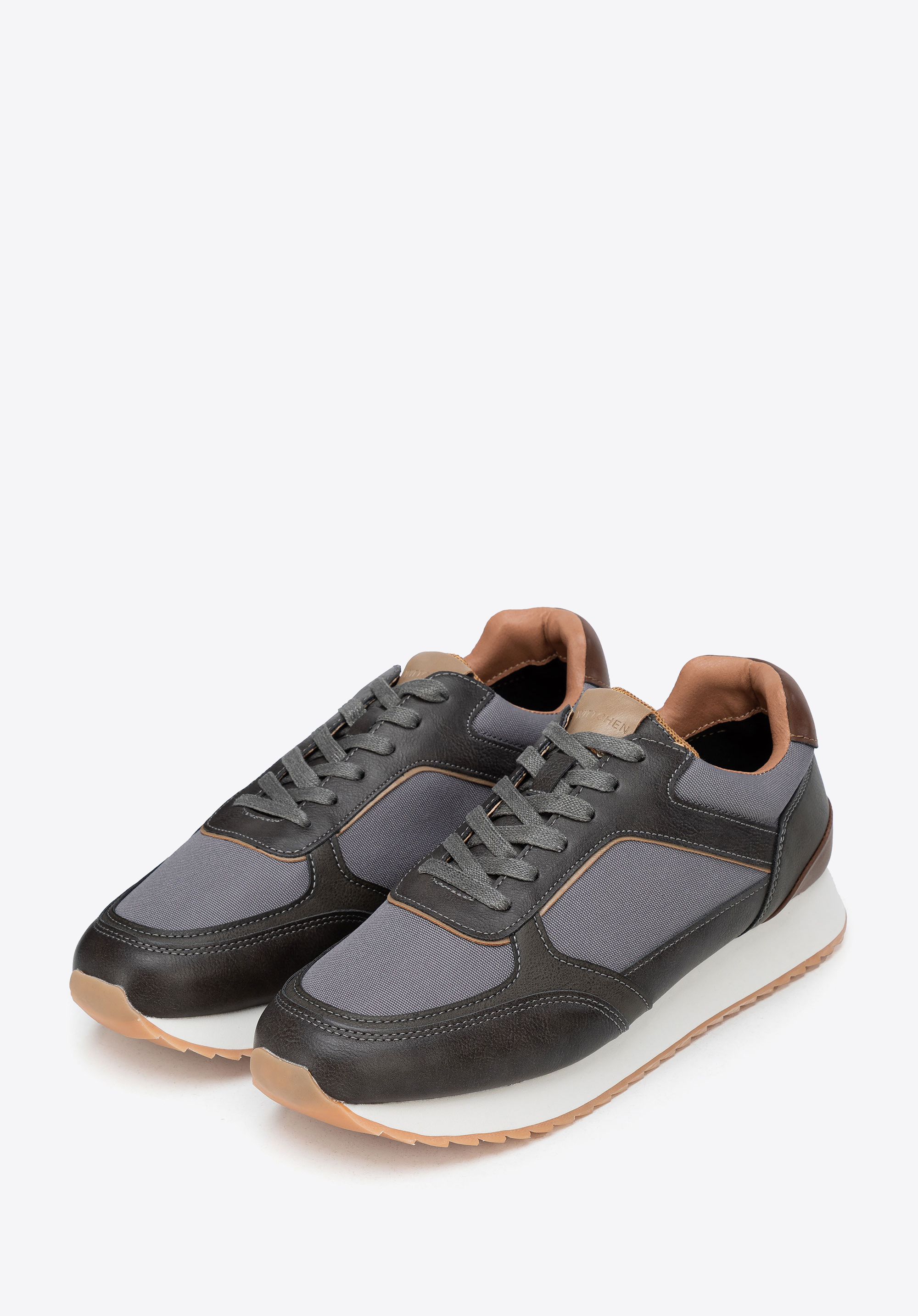 Pantofi sport bărbătești cu texturi contrastante, gri - maro, 102-P-700-8-44, Fotografie 1