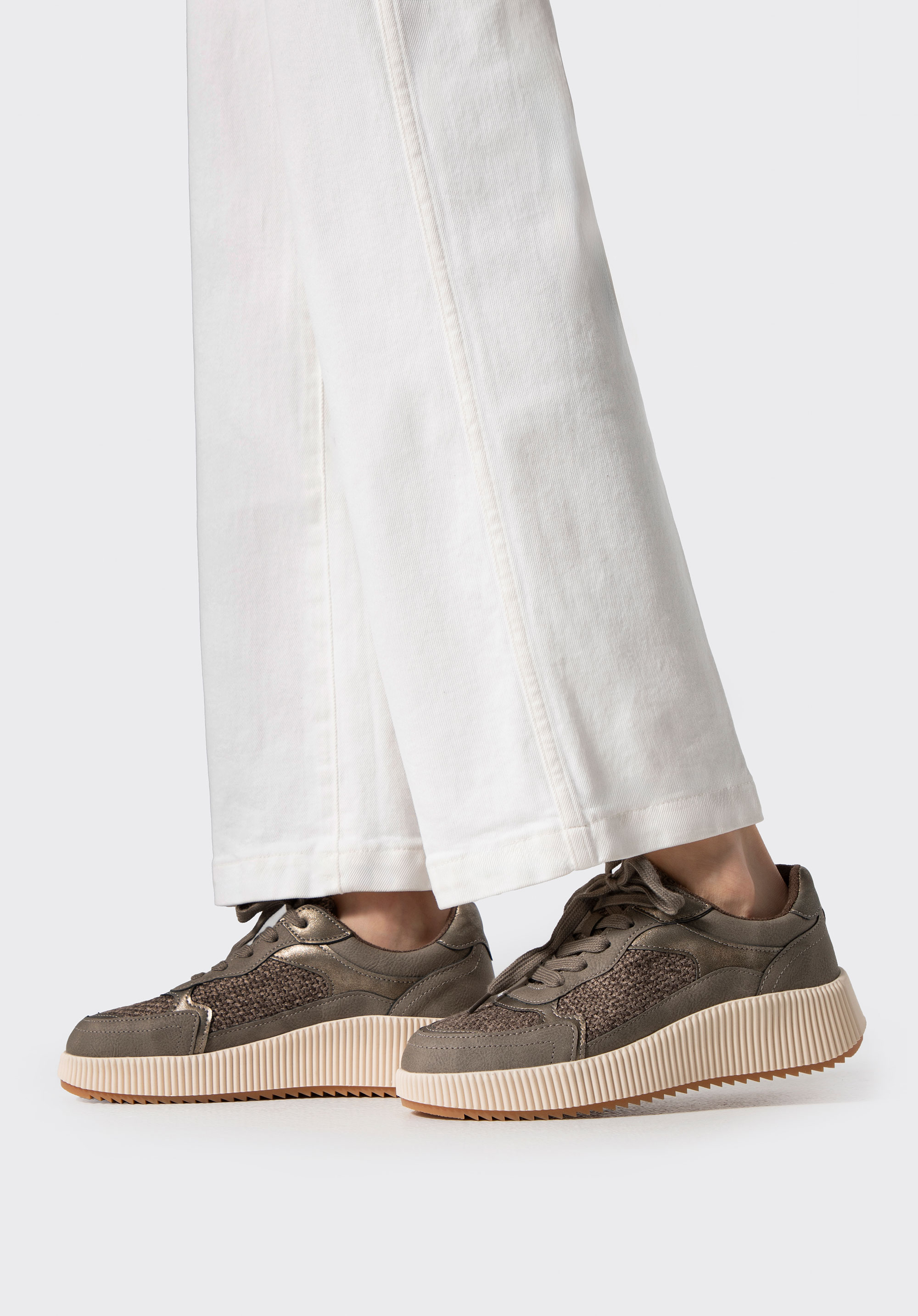 Pantofi sport cu platformă pentru femei, gri - maro, 102-P-400-8-38, Fotografie 1