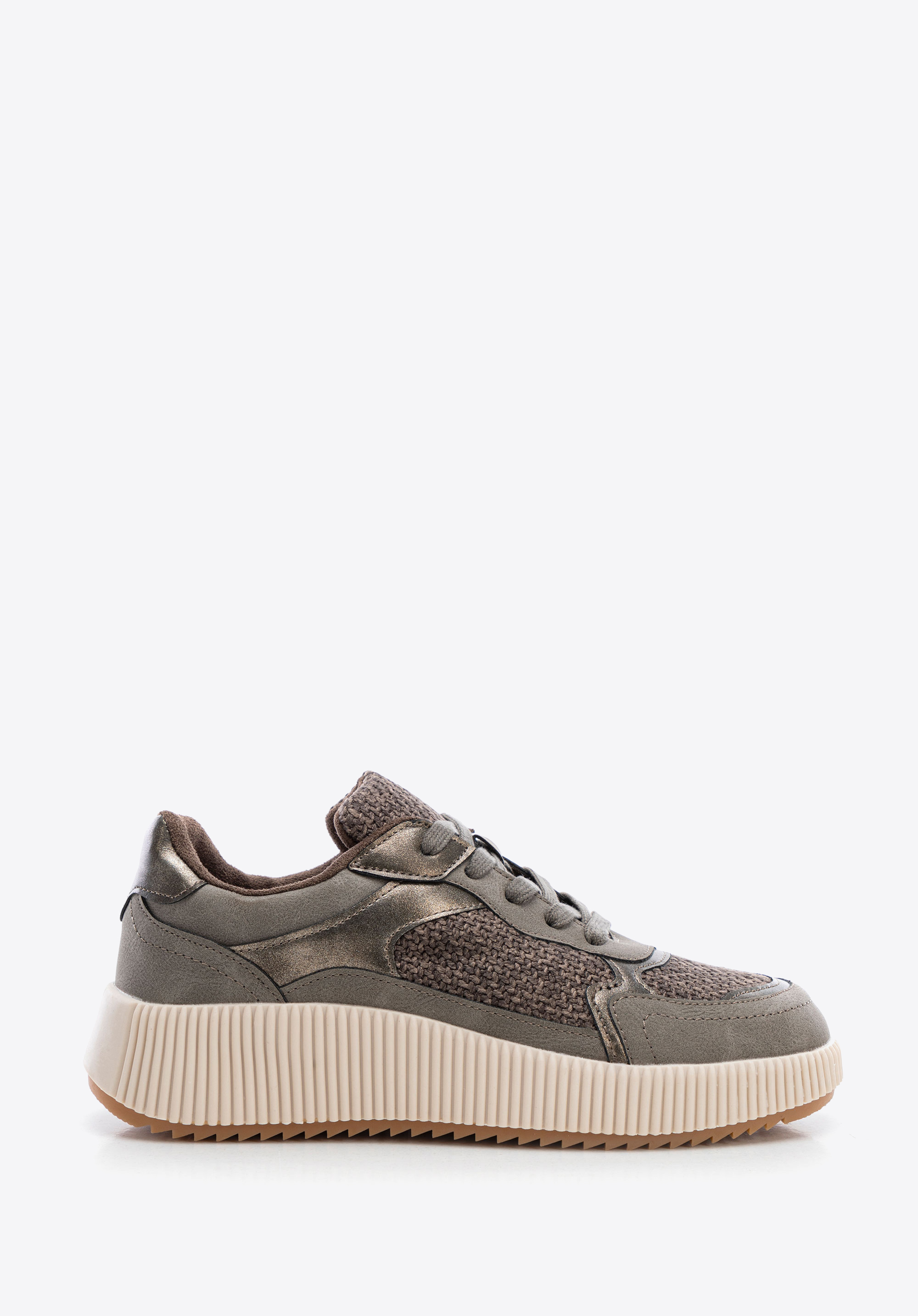 Adidași cu platformă groasă pentru femei, gri - maro, 99-DP-402-9-40, Fotografie 1