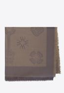 Eșarfă de mătase țesută cu monogramă de damă, gri - măsliniu, 93-7F-008-2, Fotografie 1