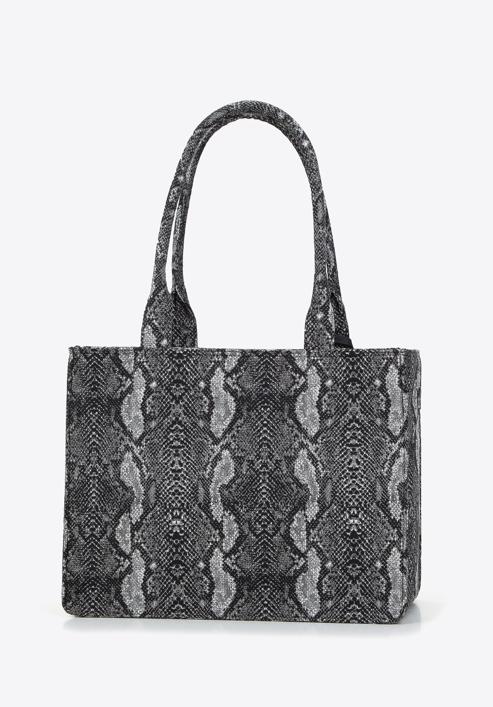 Geantă shopper din bumbac cu imprimeu animal print, gri - negru, 97-4E-504-X4, Fotografie 2