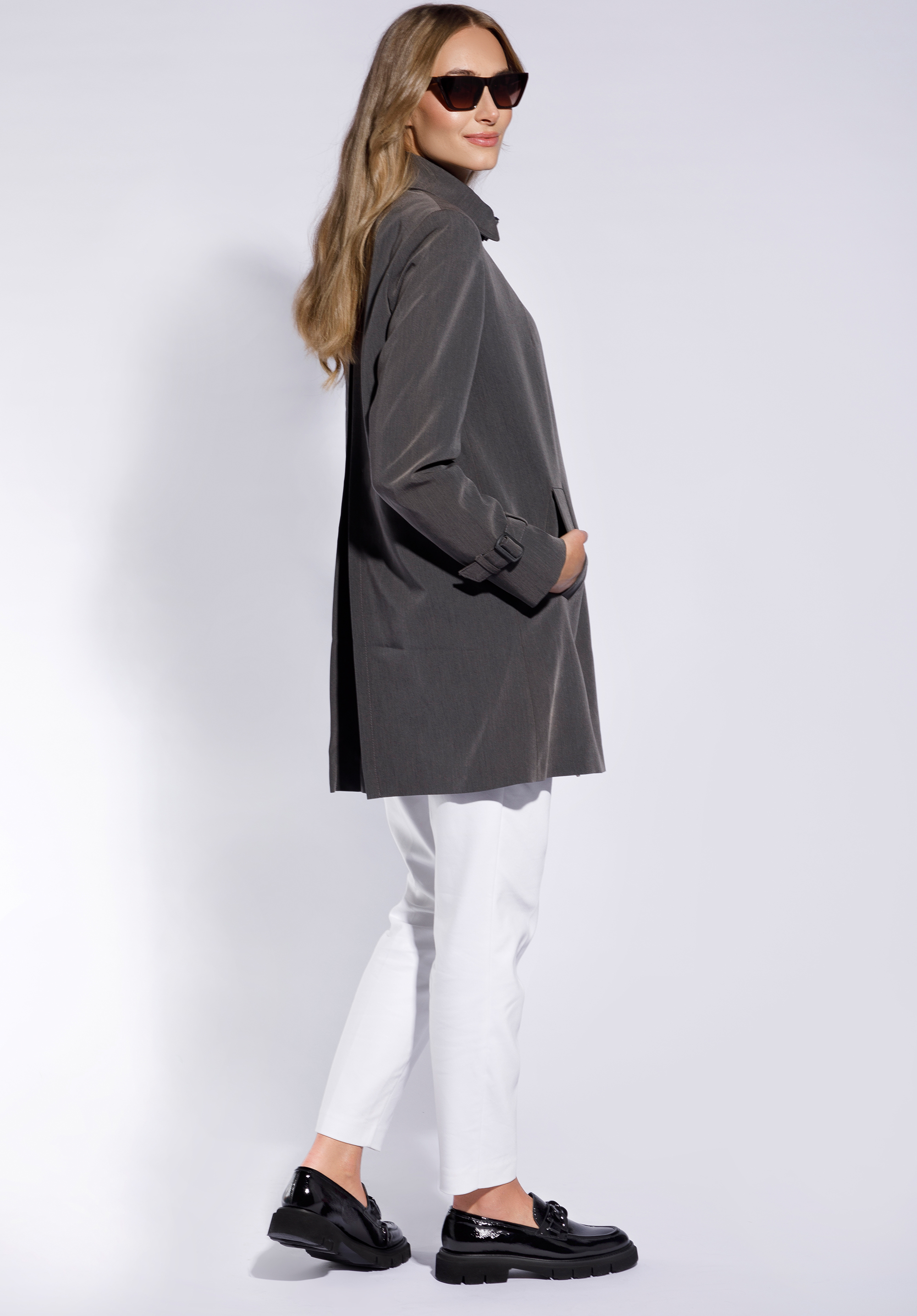 Pardesiu de damă, gri, 86-9W-100-8-2XL, Fotografie 1