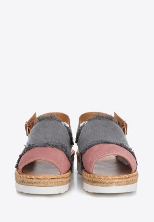 Sandale de damă din nubuc mărunțit, gri - roz, 88-D-709-X-37, Fotografie 1