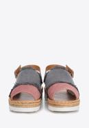 Sandale de damă din nubuc mărunțit, gri - roz, 88-D-709-X-37, Fotografie 4