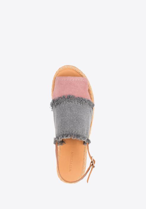 Sandale de damă din nubuc mărunțit, gri - roz, 88-D-709-X-37, Fotografie 5