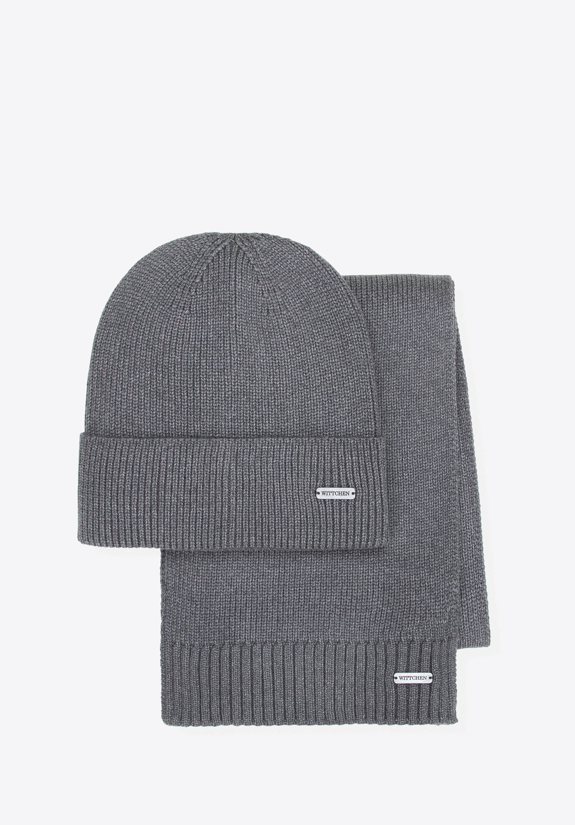 Set de iarnă pentru bărbați: căciulă și eșarfă, gri, 101-SF-009-8, Fotografie 1