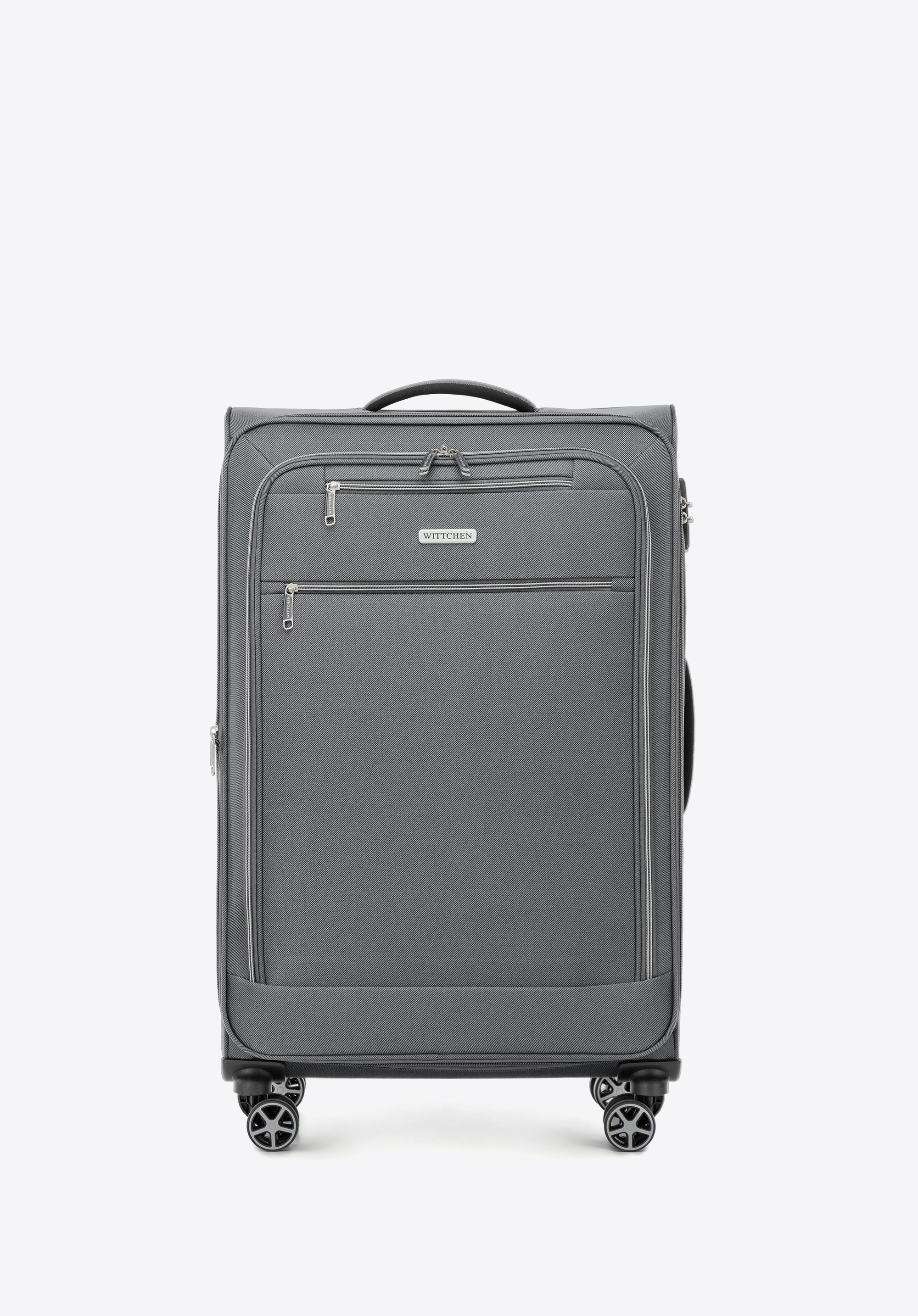 Valiză mare din poliester, gri, 56-3S-173-00, Fotografie 1