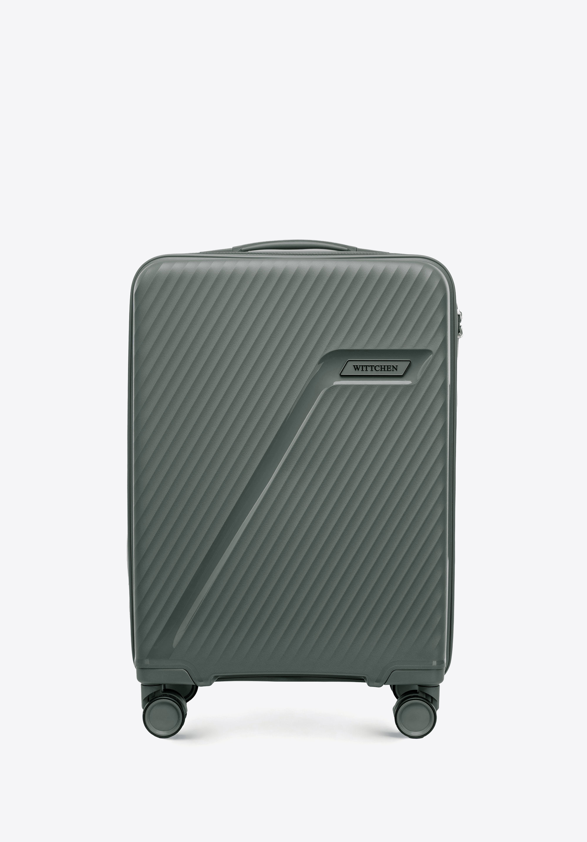 Valiză mică din polipropilenă cu model diagonal, gri, 56-3T-501-01, Fotografie 1