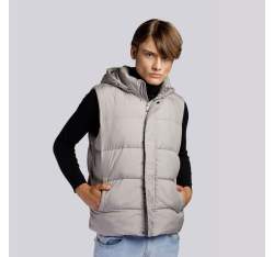 Vestă bărbătească matlasată cu glugă detașabilă, gri, 93-9D-450-8-L, Fotografie 1