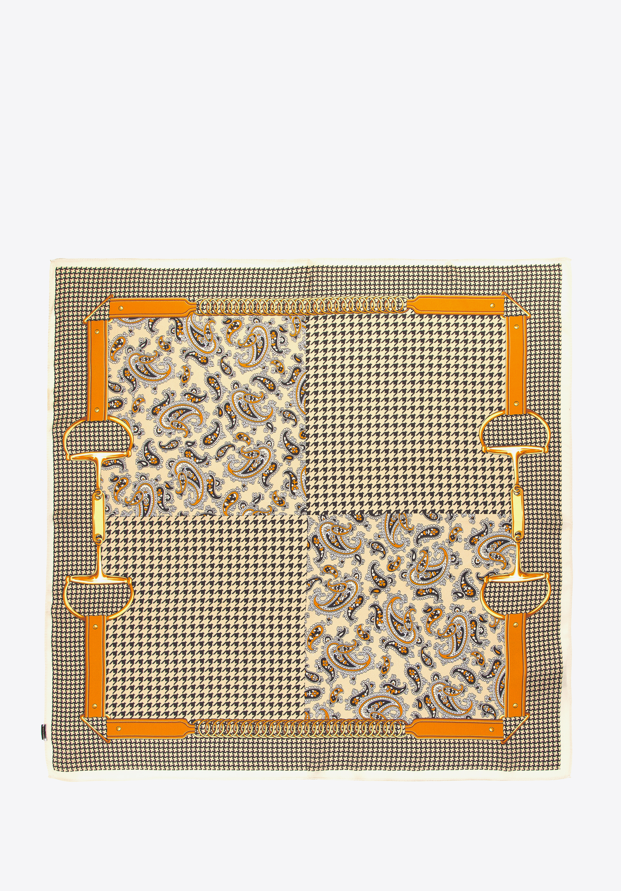 Großer gemusterter Seidenschal für Damen, beige-orange, 97-7D-S02-X12, Bild 1