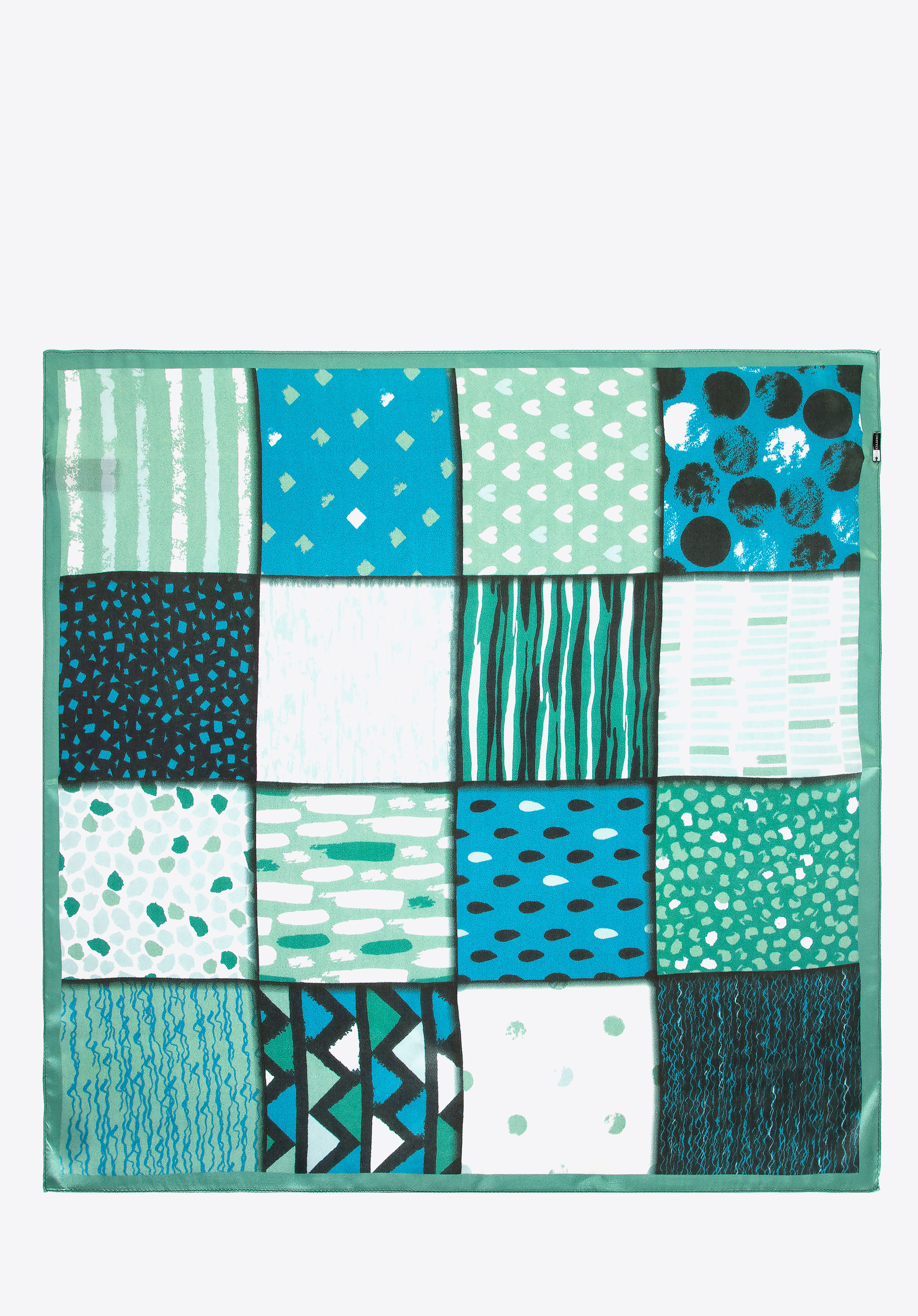 Gemusterter Seidenschal für Damen, grün - blau, 100-7D-S01-X15, Bild 1