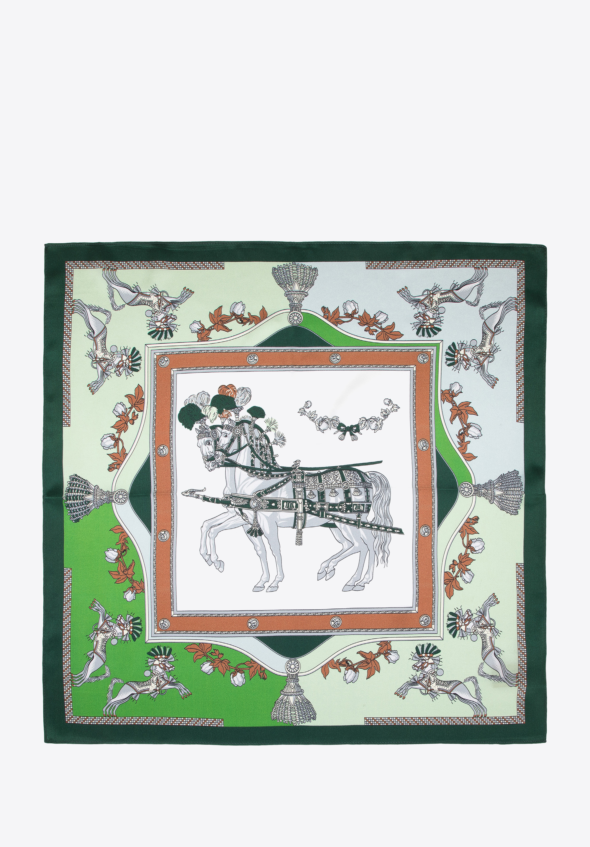 Gemustertes Seidentuch für Damen, grün-braun, 95-7D-S01-X1, Bild 1