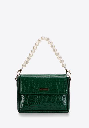 Kleine Damen-Handtasche Perlenhenkel, grün, 97-4Y-763-Z, Bild 1