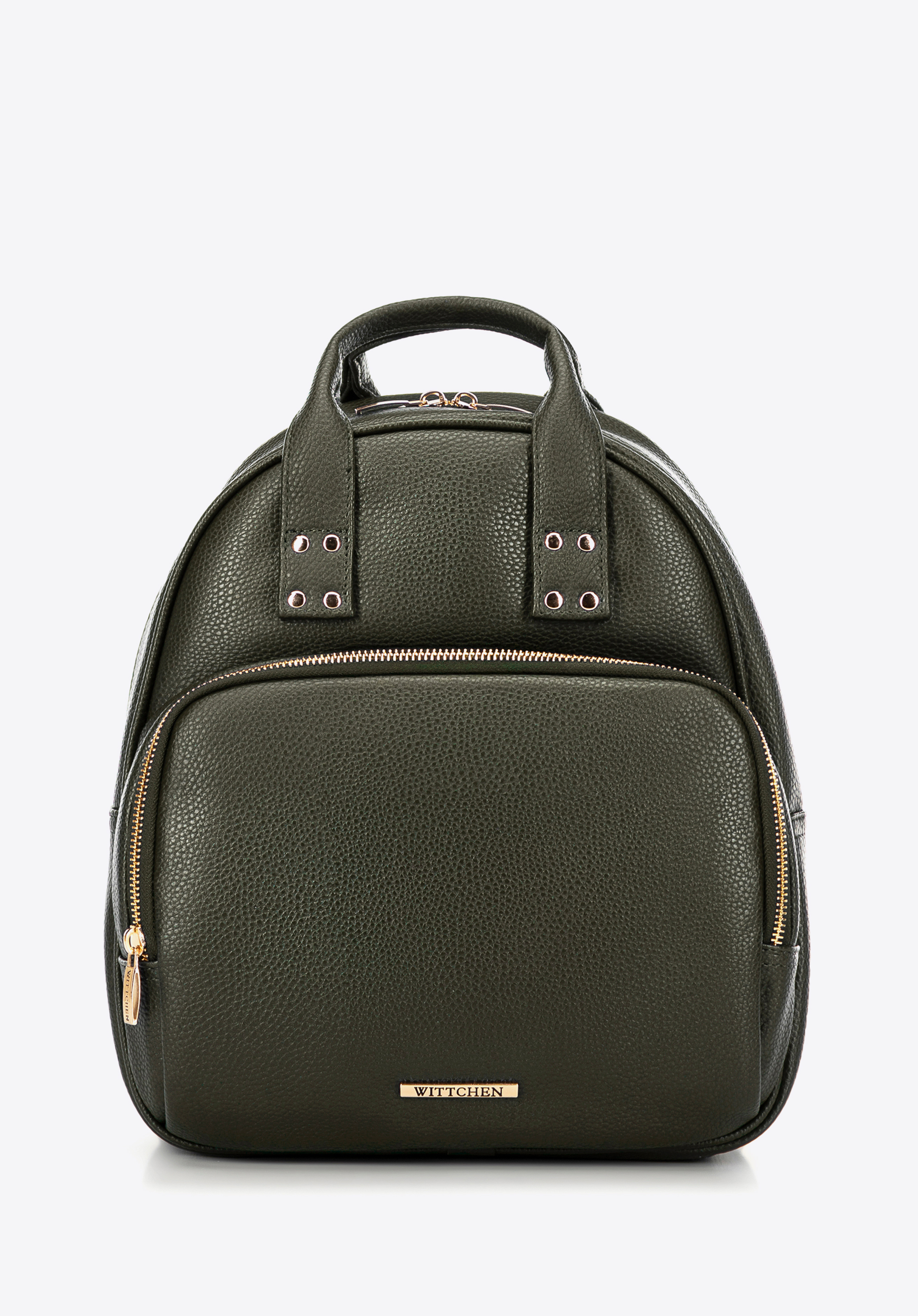 Damen-Rucksack aus Kunstleder mit Tragegriffen, grün, 100-4Y-002-Z, Bild 1