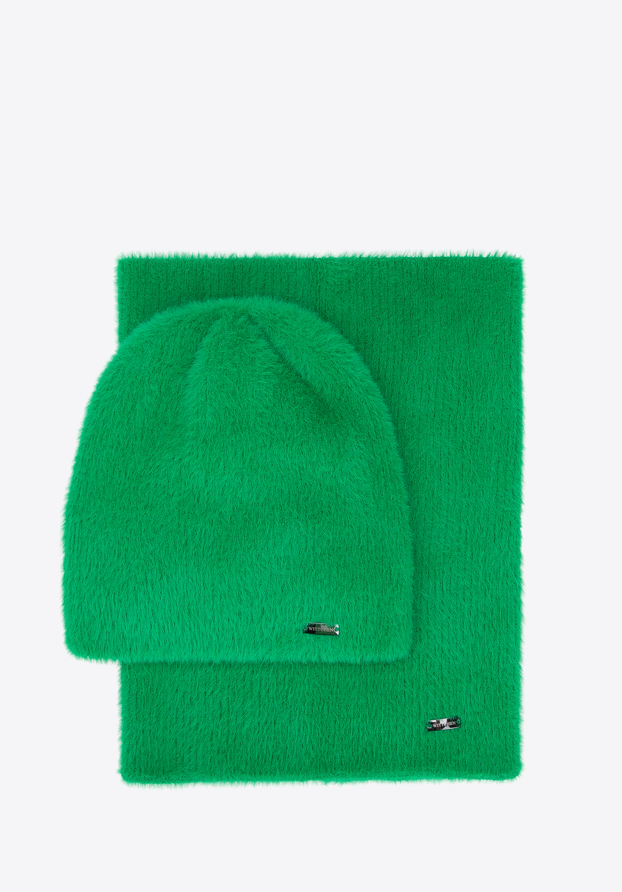 Damen-Winterset aus weichem Strick, grün, 99-SF-005-Z, Bild 1