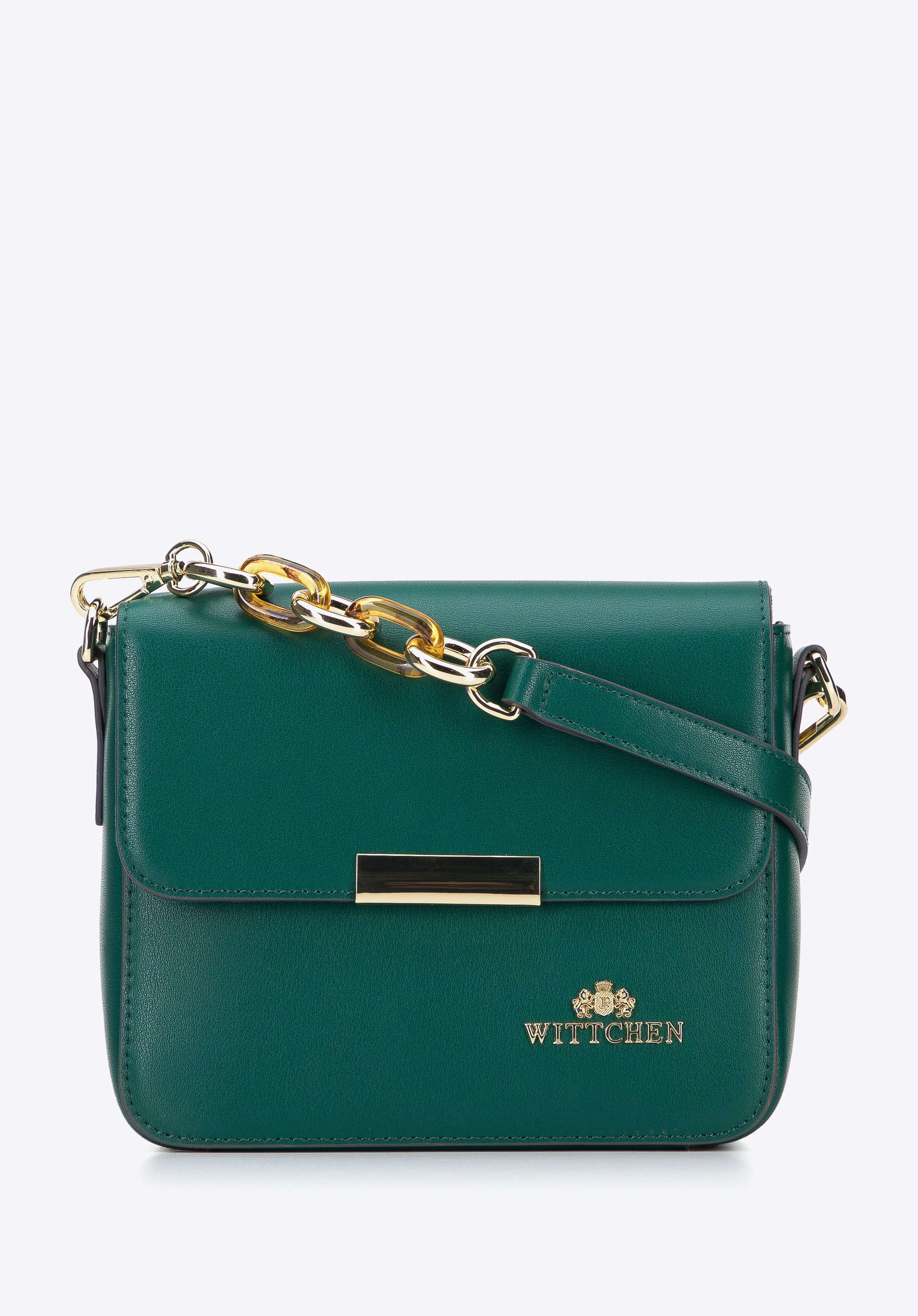 Damenhandtasche aus Leder an einem dekorativen Kette