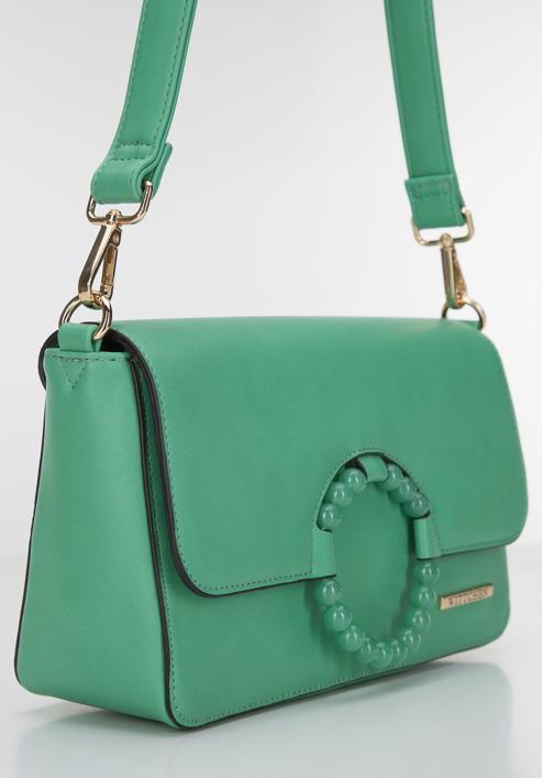 Damenhandtasche mit Ring auf der Klappe, grün, 94-4Y-406-7, Bild 6