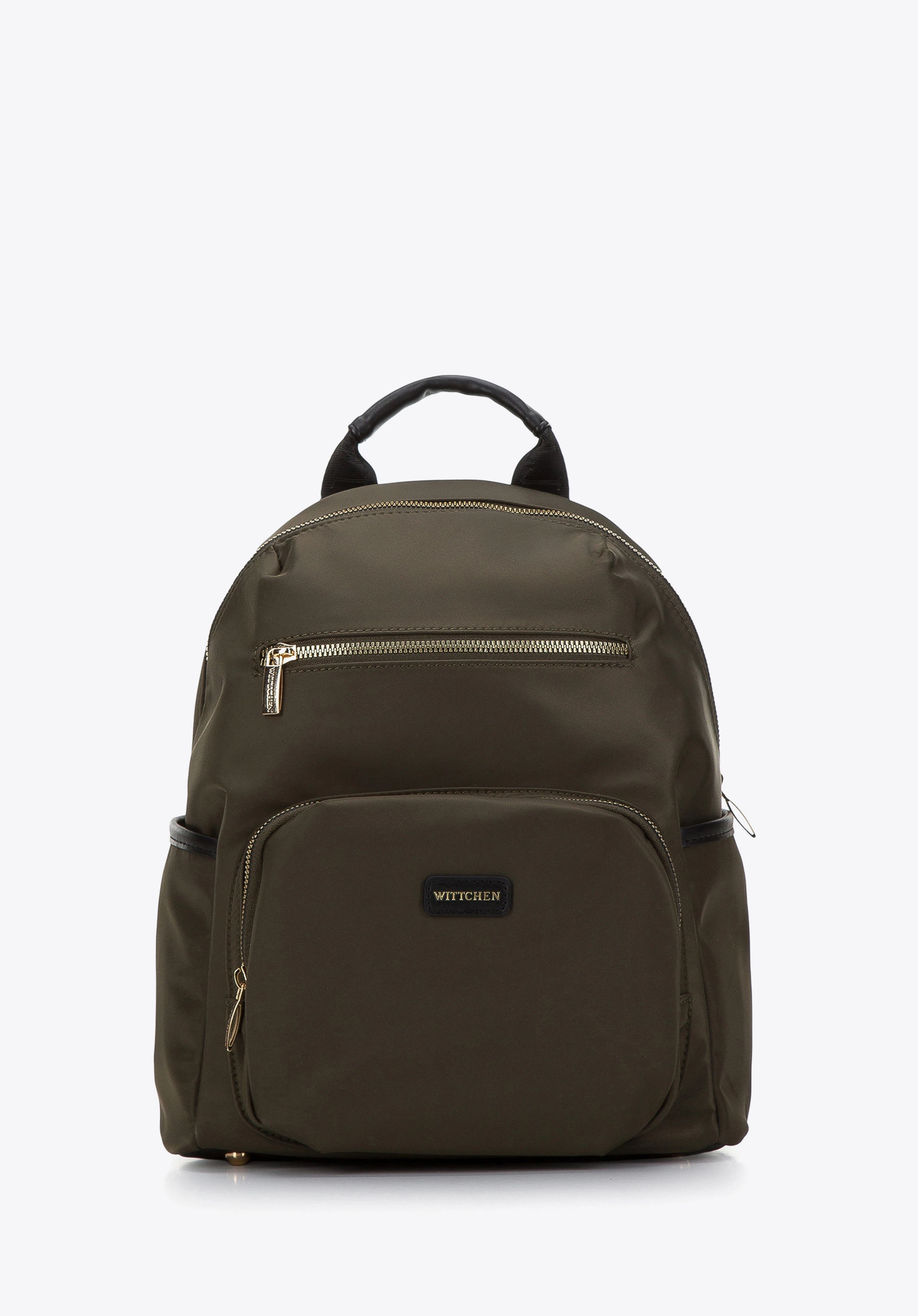 Damenrucksack aus Nylon mit Vordertaschen, grün, 97-4Y-105-Z, Bild 1