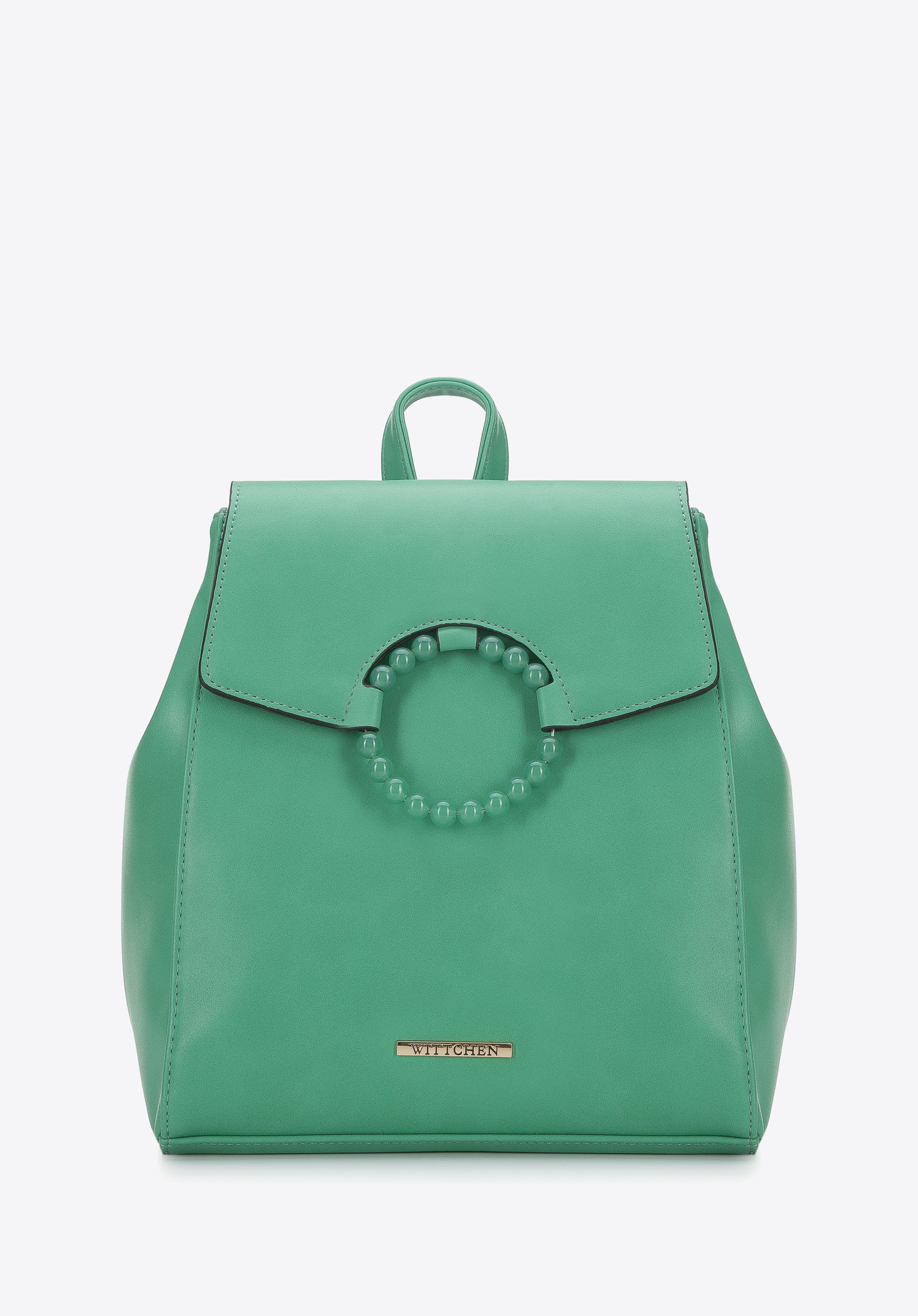 Damenrucksack mit Ring an der Klappe, grün, 94-4Y-407-7, Bild 1
