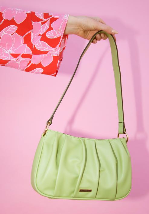 Damentasche aus gefaltetem Kunstleder, grün, 95-4Y-758-Z, Bild 16