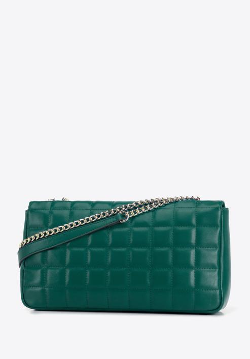 Damentasche aus gestepptem Leder, groß länglich, grün, 95-4E-654-Z, Bild 2