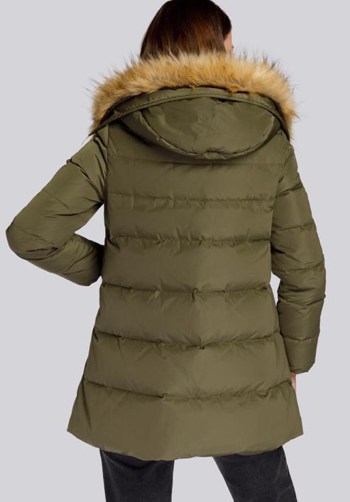 Daunenjacke für Damen mit Kapuze und Ausschnitt, grün, 93-9D-402-9-M, Bild 3