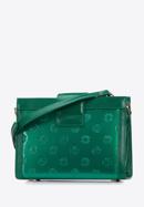 Doppelkammer-Umhängetasche für Damen aus Lackleder und Metallic-Leder, grün, 34-4-240-11, Bild 2