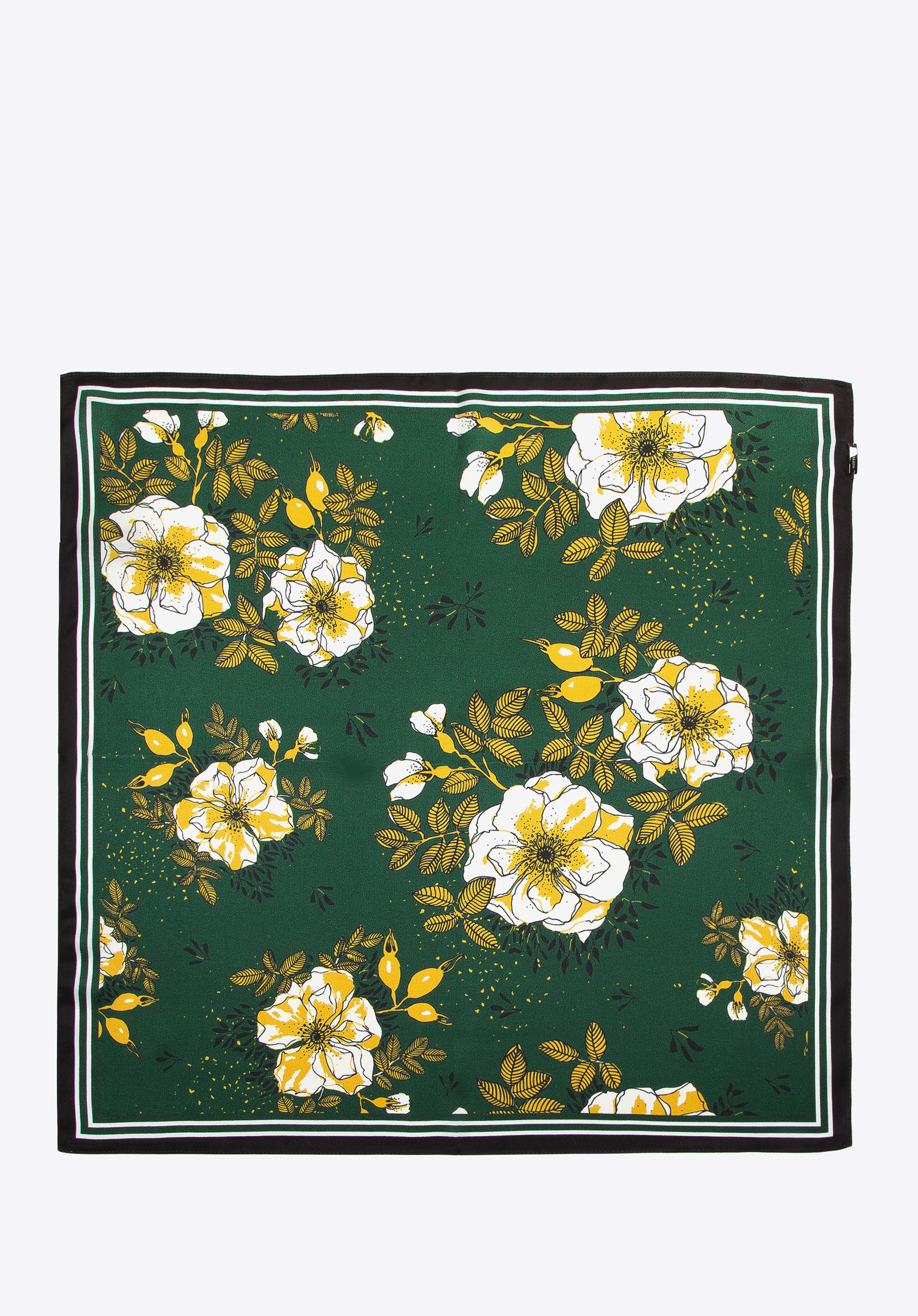 Gemusterter Seidenschal für Damen, grün-gelb, 97-7D-S01-X31, Bild 1