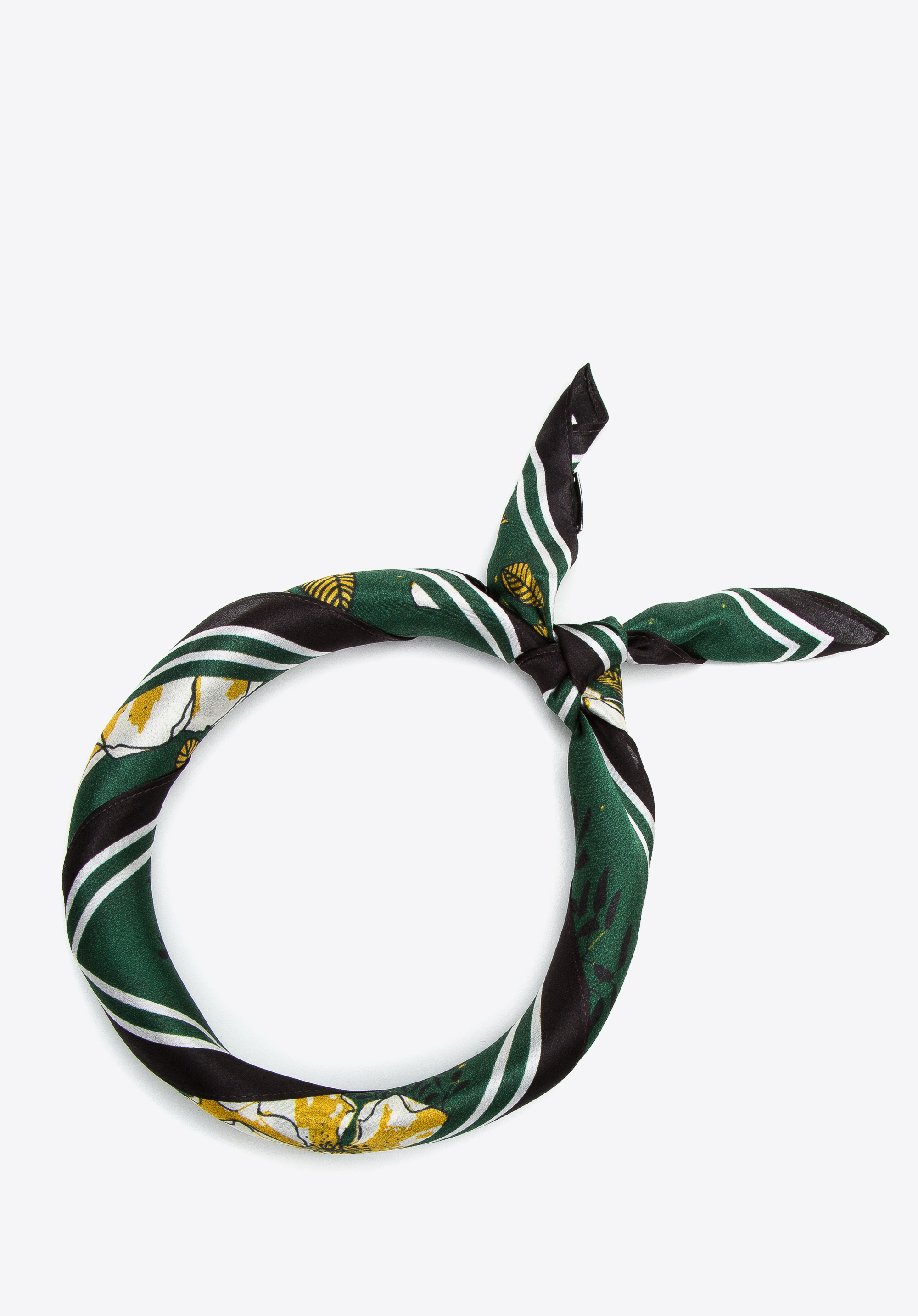 Gemusterter Seidenschal für Damen, grün-gelb, 97-7D-S01-X31, Bild 1