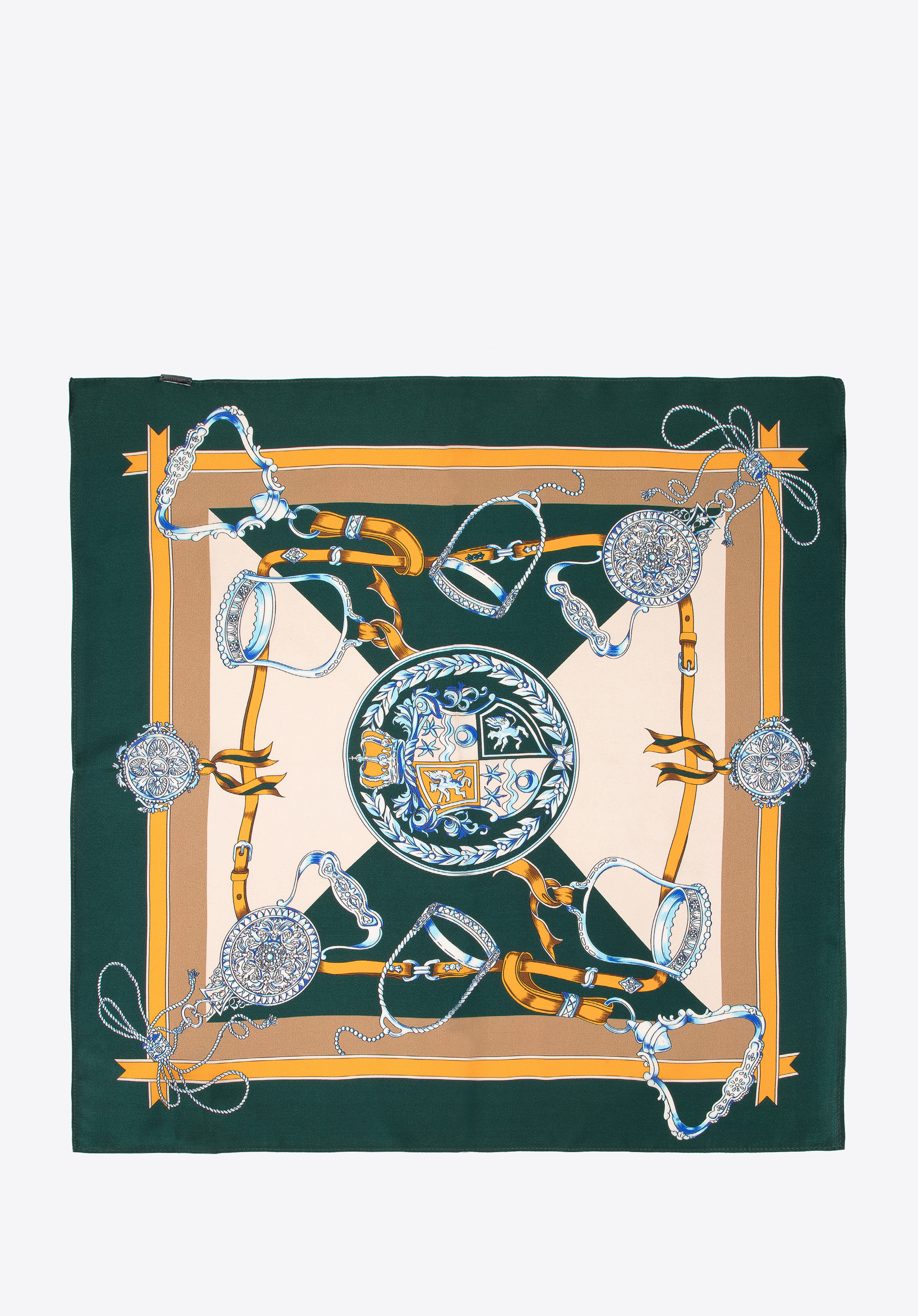 Gemustertes Seidentuch für Damen, grün-gelb, 95-7D-S01-X19, Bild 1
