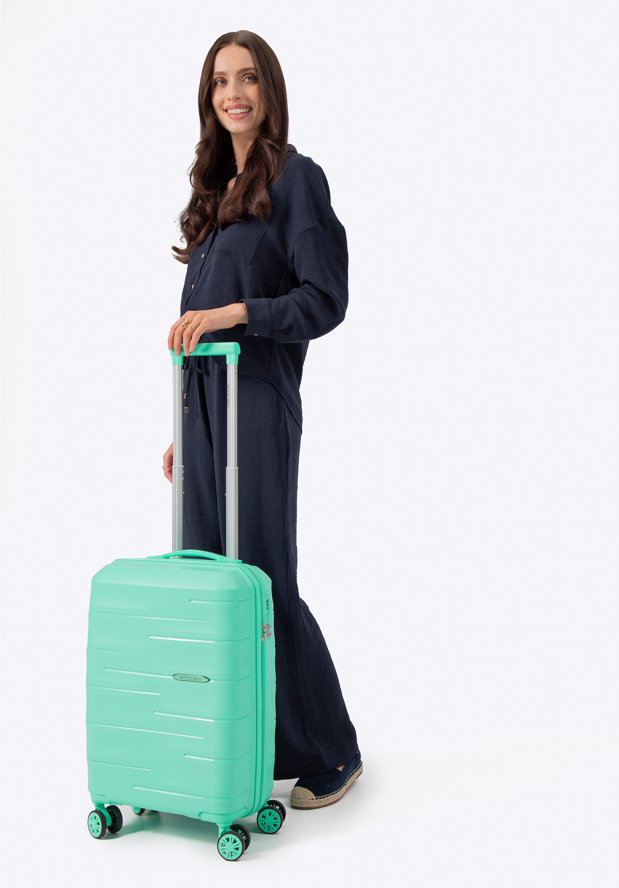 Gerippter Kabinenkoffer aus Polypropylen, grün, 56-3T-141-B-80, Bild 1