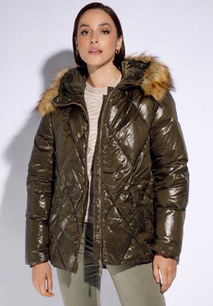 Gesteppte trapezförmige Daunensteppjacke für Damen, grün, 95-9D-406-Z-XS, Bild 1