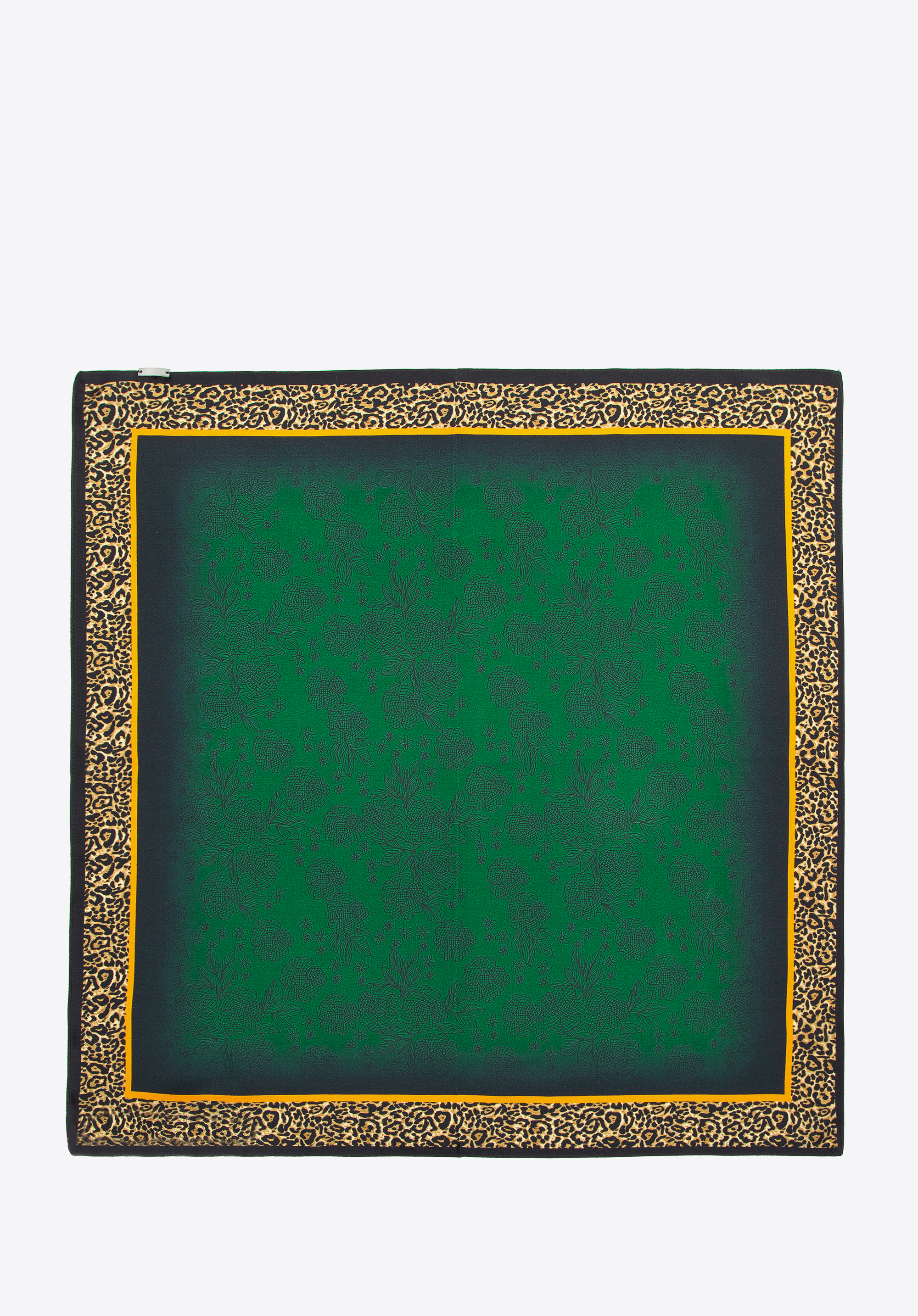 Gemusterter Seidenschal für Damen, Grün Gold, 97-7D-S01-X15, Bild 1