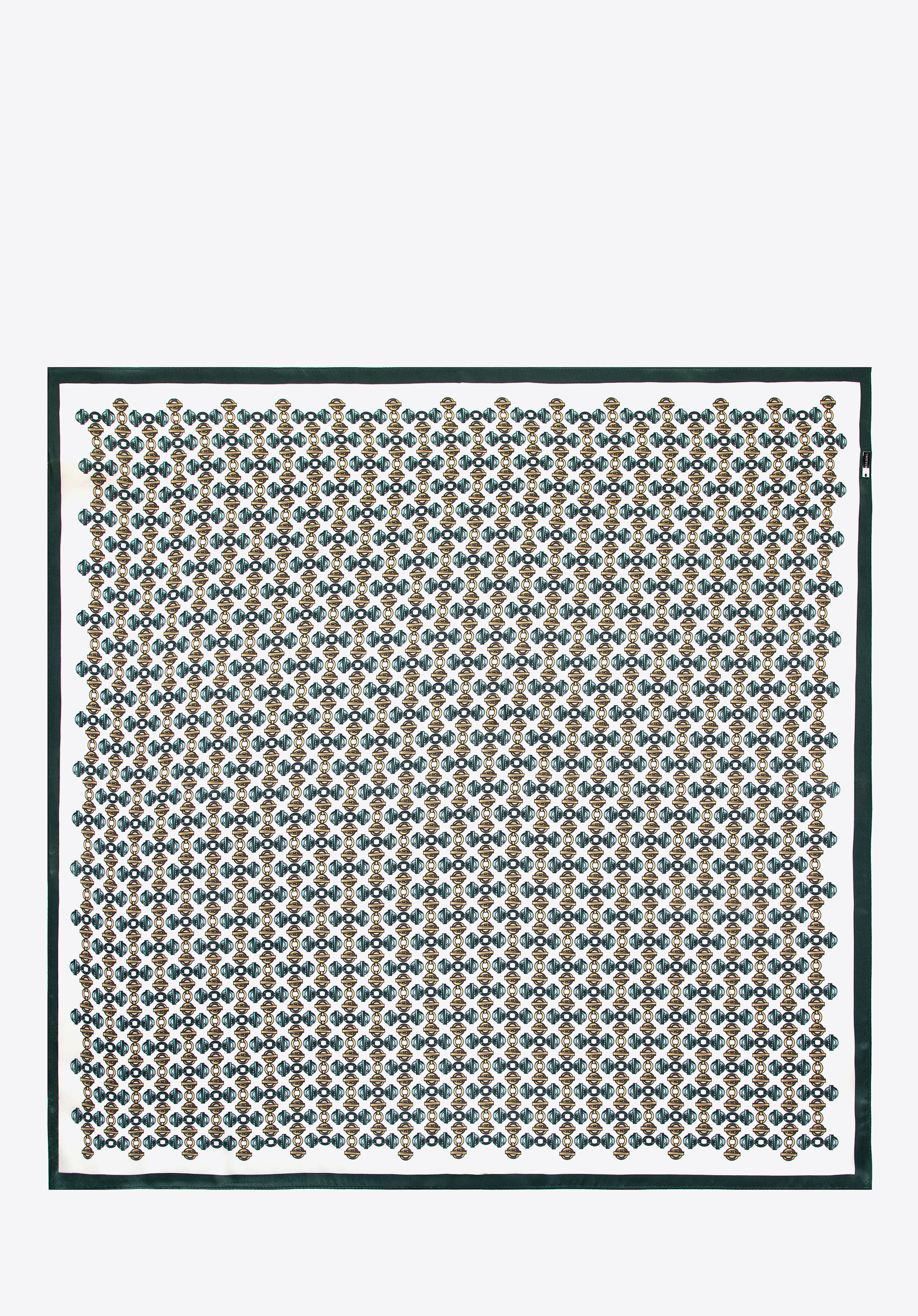 Gemusterter Seidenschal für Damen, Grün Gold, 100-7D-S01-X17, Bild 1
