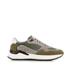 Herren-Sneakers aus Leder mit Wildledereinsätzen, Grün Grau, 96-M-950-8-39, Bild 1